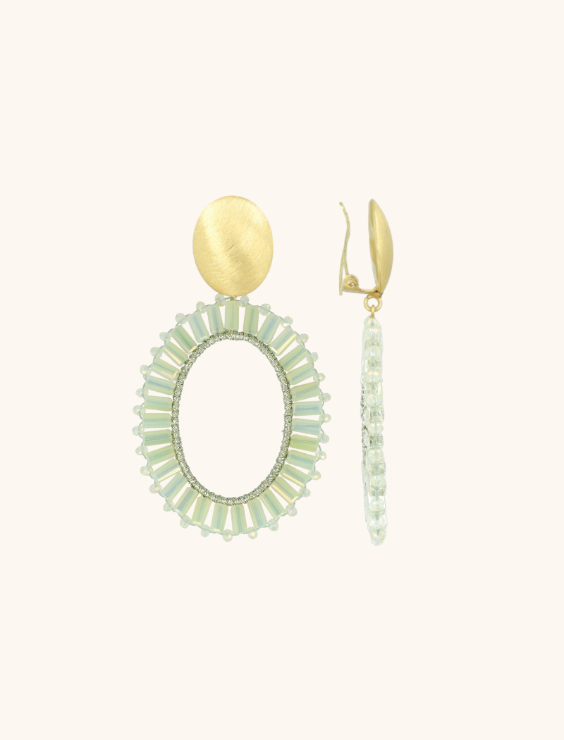 Light Mint Earrings Tonal Naomi Oval L Clip