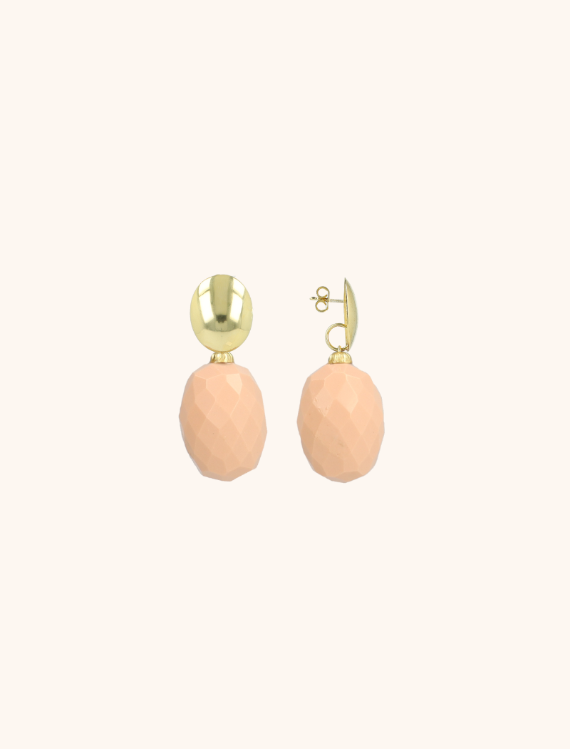 Liver Dust Earrings Romijn Oval Egg Facet M