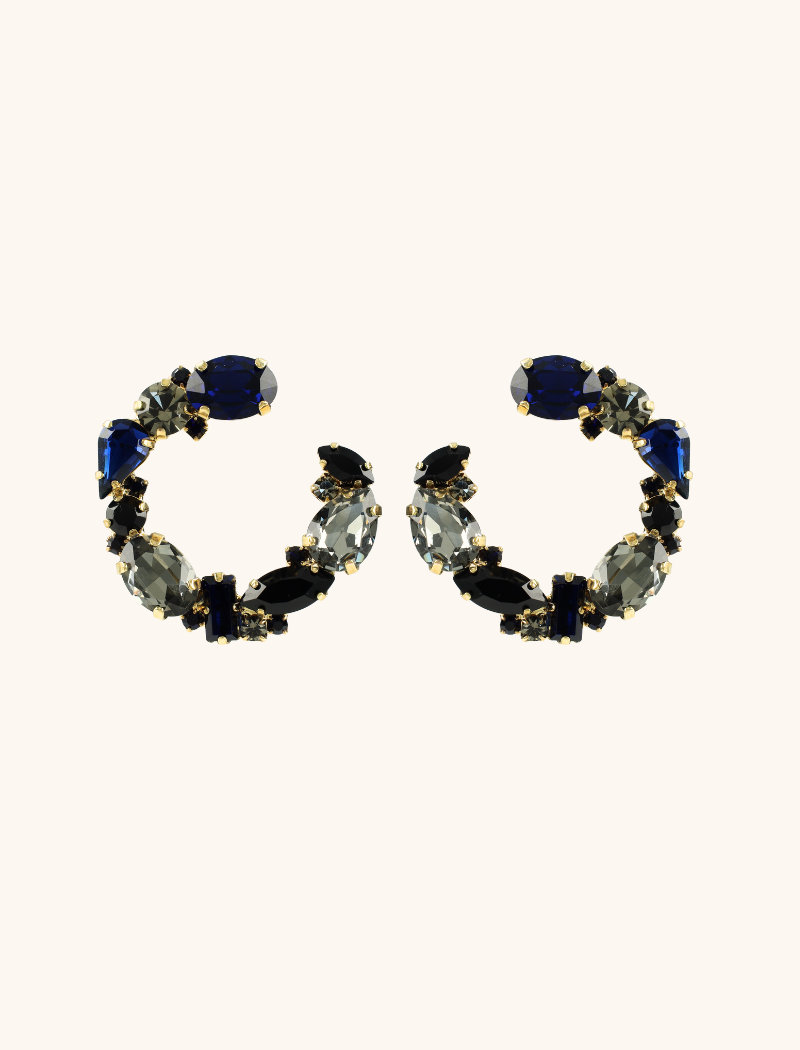 Dark Blue Oorbellen Dewi Irregular Creool