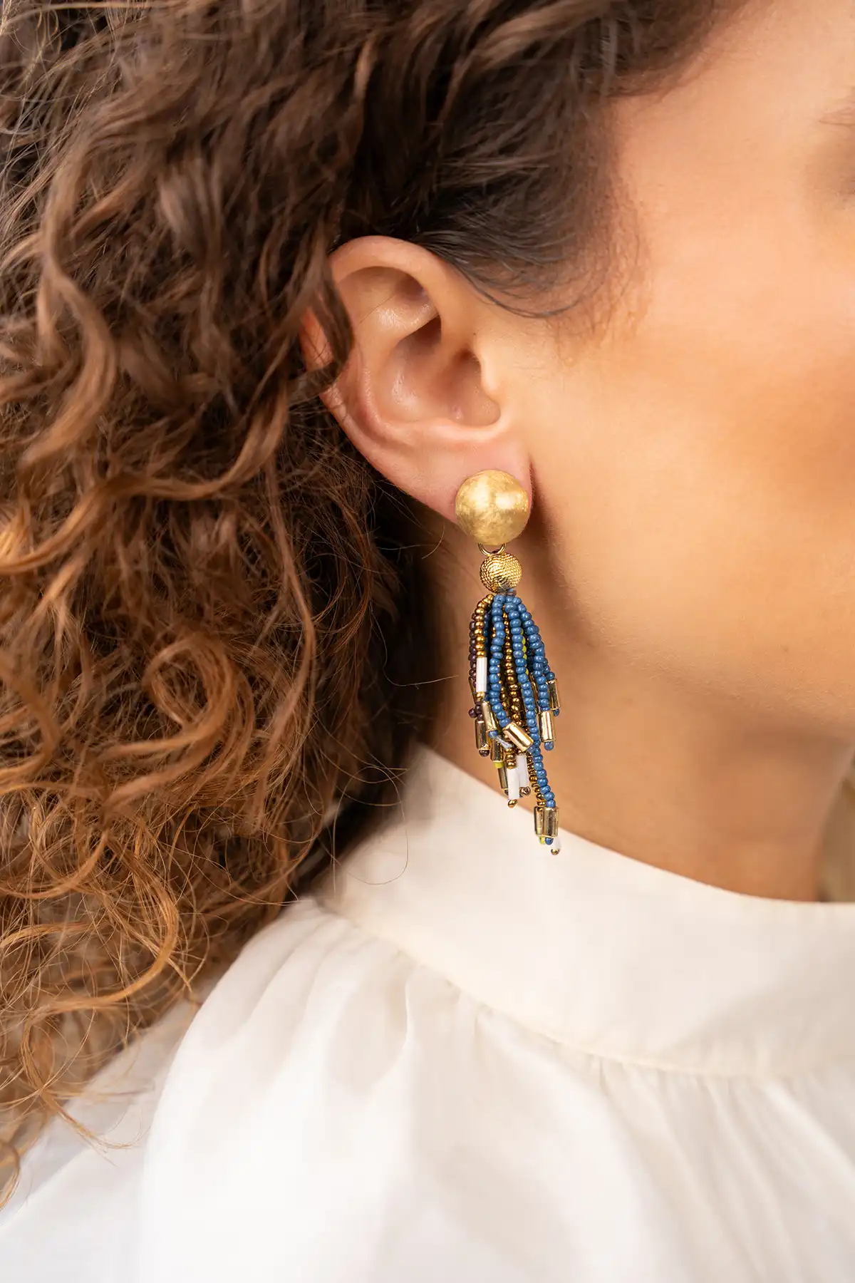 Mixed blue earrings fantasy tassle M