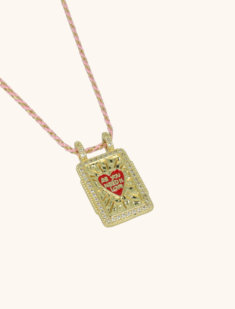 Ketting Rectangle Love Quote - Roze/Kristallott-theme.productDescriptionPage.SEO.byTheBrand