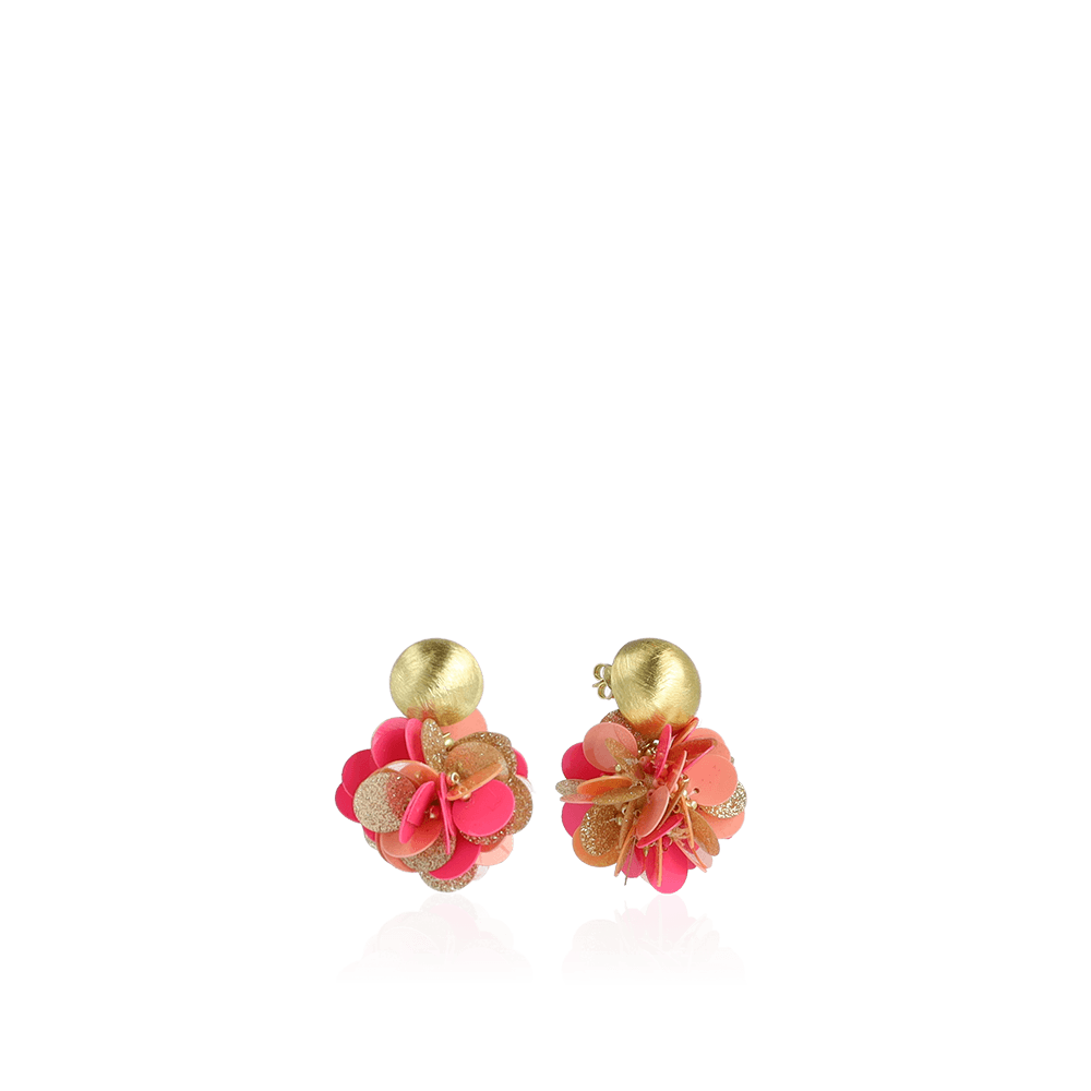 Sequin oorbellen Fuchsia Tangerine Laure Globe M