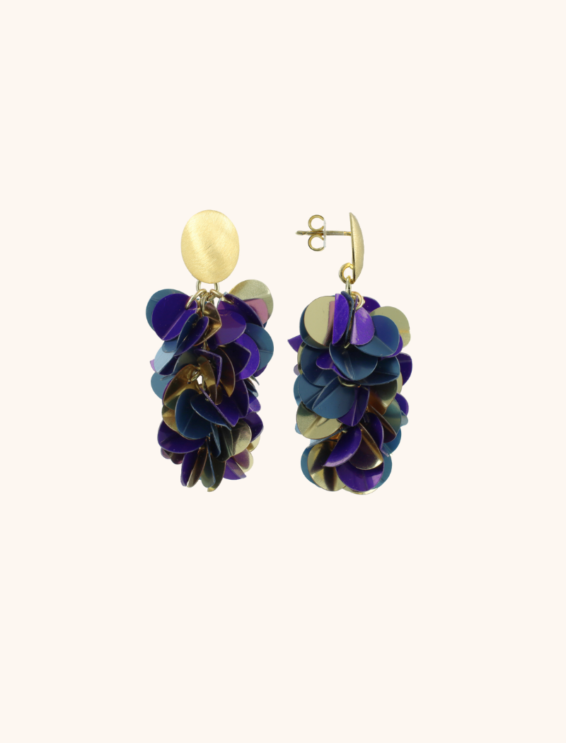 Blue Purple Sequin Snake Earrings M