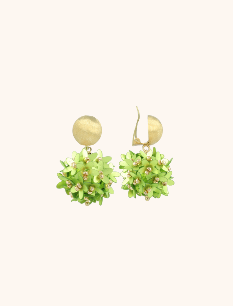 Lime earrings Daisy globe S clip