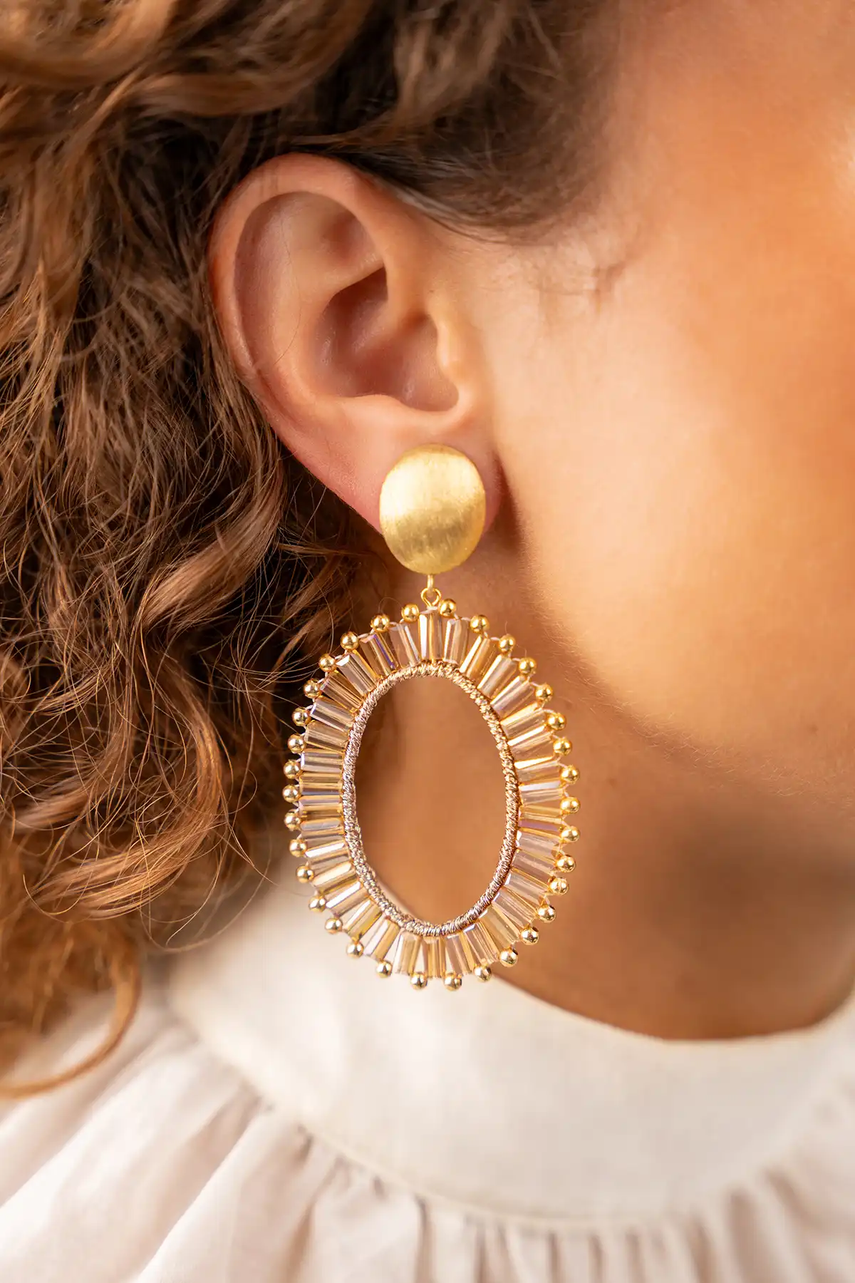 Brown earrings Naomi oval L clip