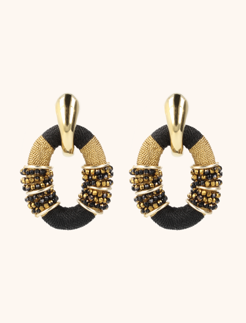 Gold-Coloured Earrings Elle Combi Oval L Deluxe