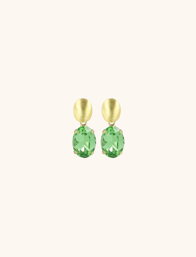 Daan Earrings Oval Strass Pendant M Peridot