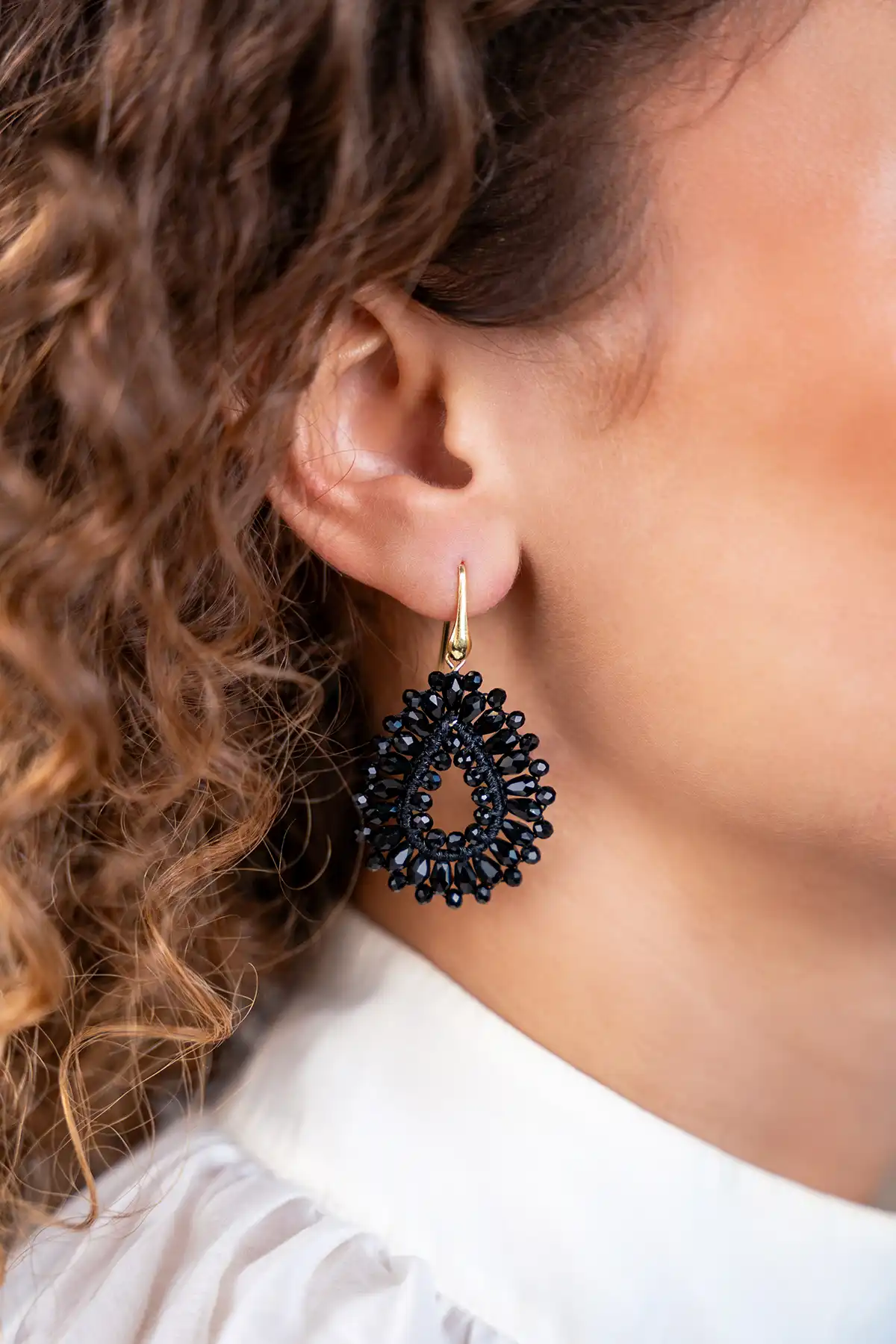 Black Crystal Earrings Drop S