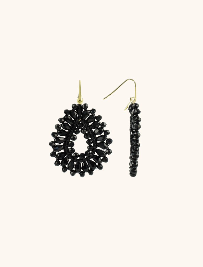 Black Crystal Earrings Drop S