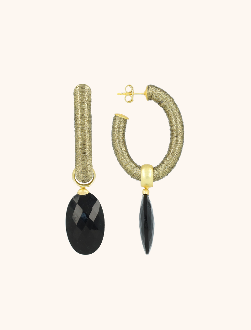 Old Gold/Black Earrings Evy Creole Oval