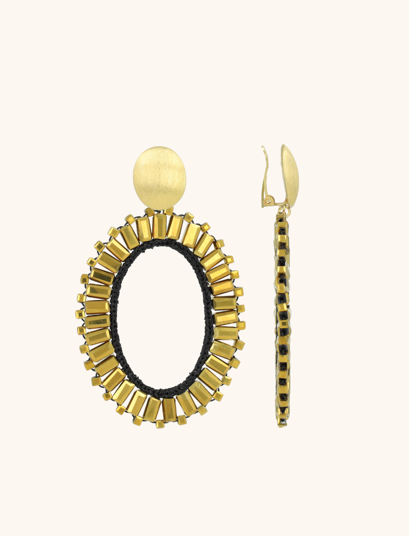 Metallic Gold/Black Oorbellen Naomi Ovaal L Clip