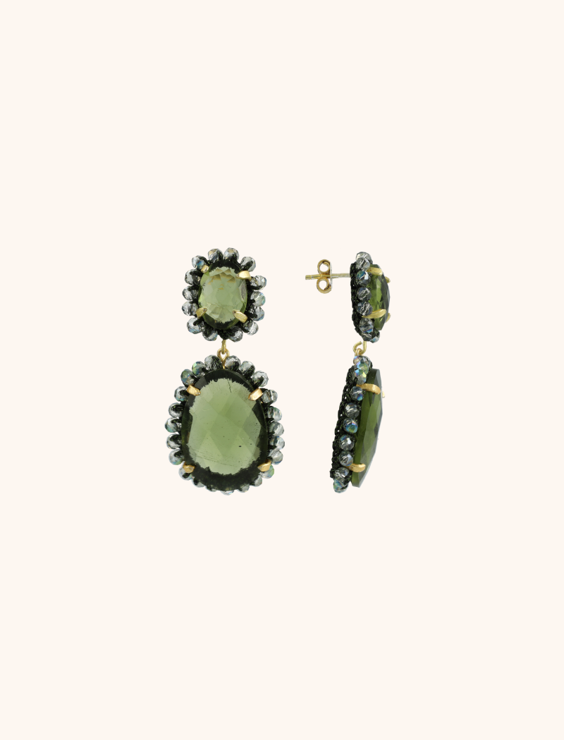 Cool Green Pendant Earrings Double M