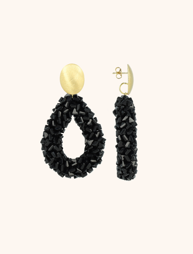 Black Earrings Marieke Drop L Raw