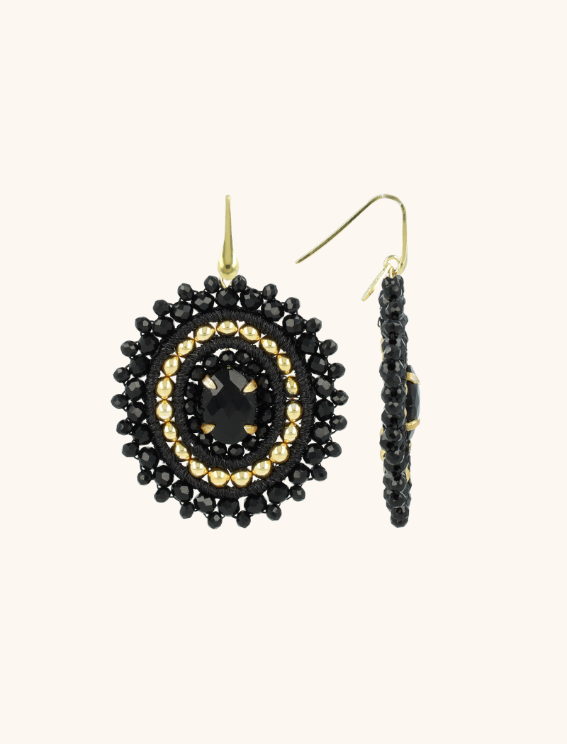 Black/Gold Earrings Jamie Oval L