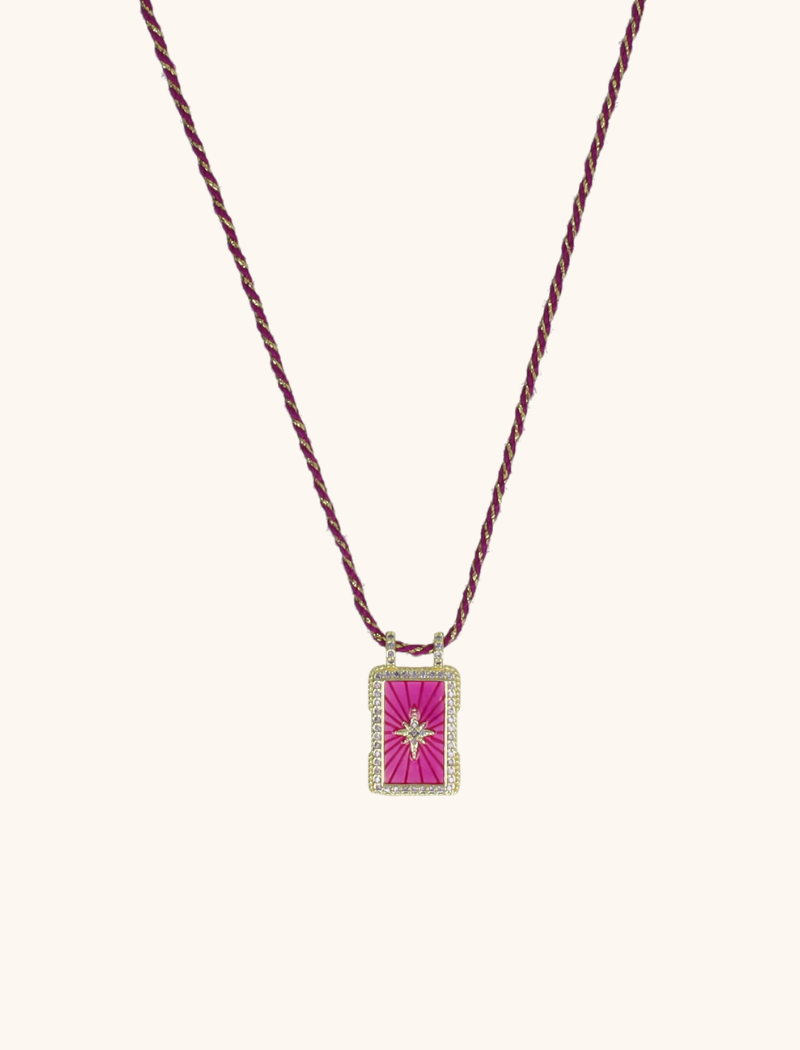 Ketting Rectangle Star - Paars/Fuchsia/Lavender