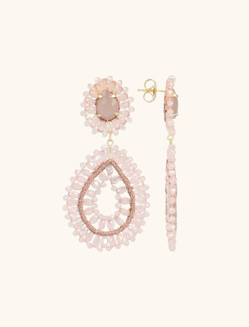 Crystal Pink Earrings Apollo Double Drop S  