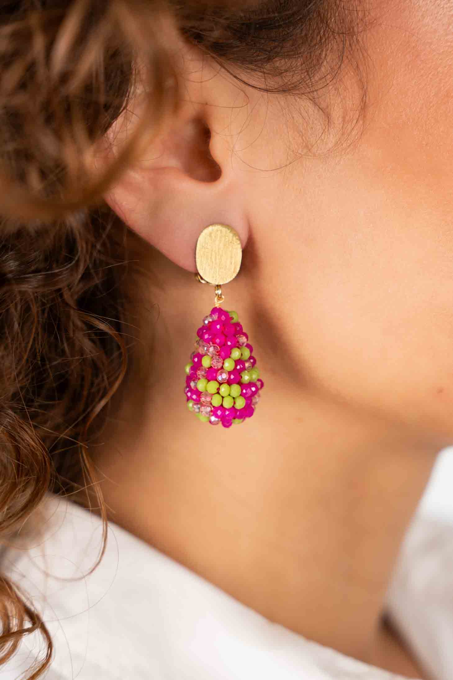 Fuchsia Lime Oorbellen Amy Cone S Clip