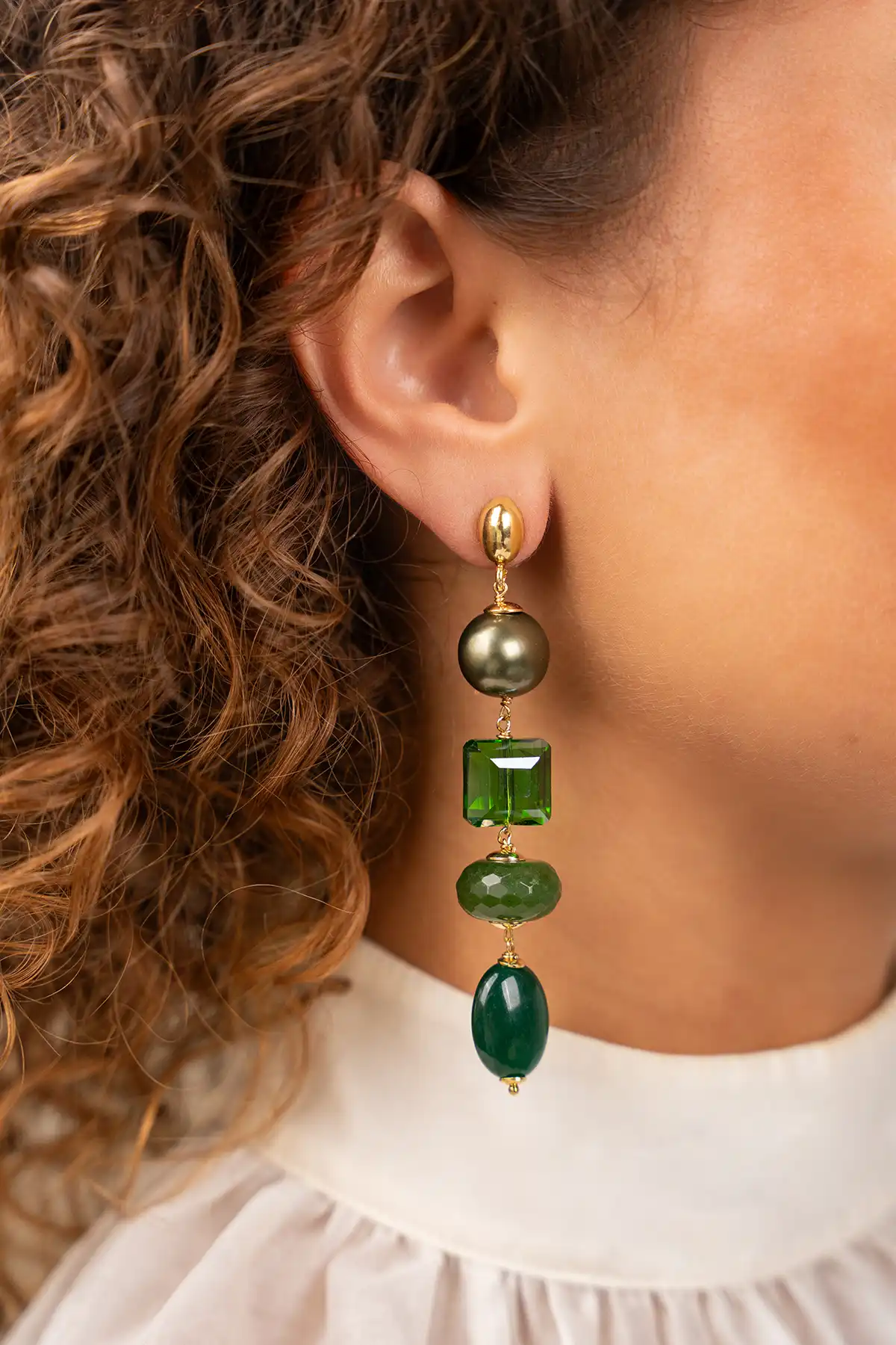 Groene Oorbellen Fall Fantasia Four Stones