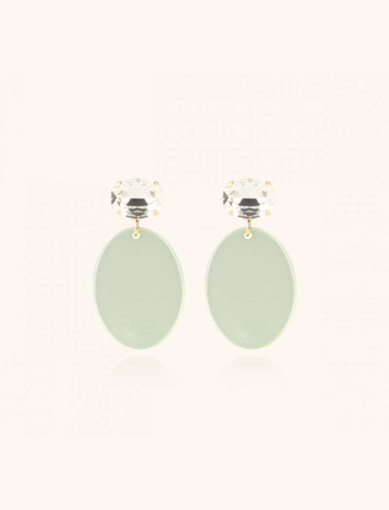 Pastel Mint Oorbellen Celia Ovaal S