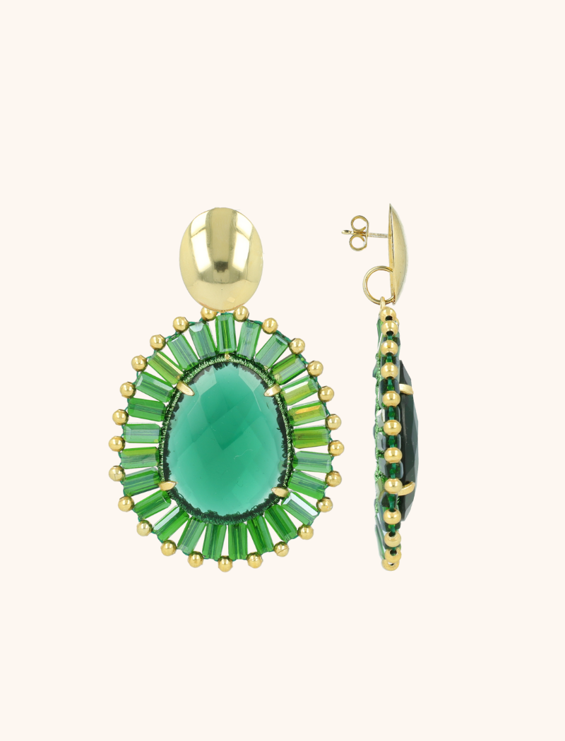 Emerald Earrings Esmee Oval with Flat Beads and Stone Mlott-theme.productDescriptionPage.SEO.byTheBrand