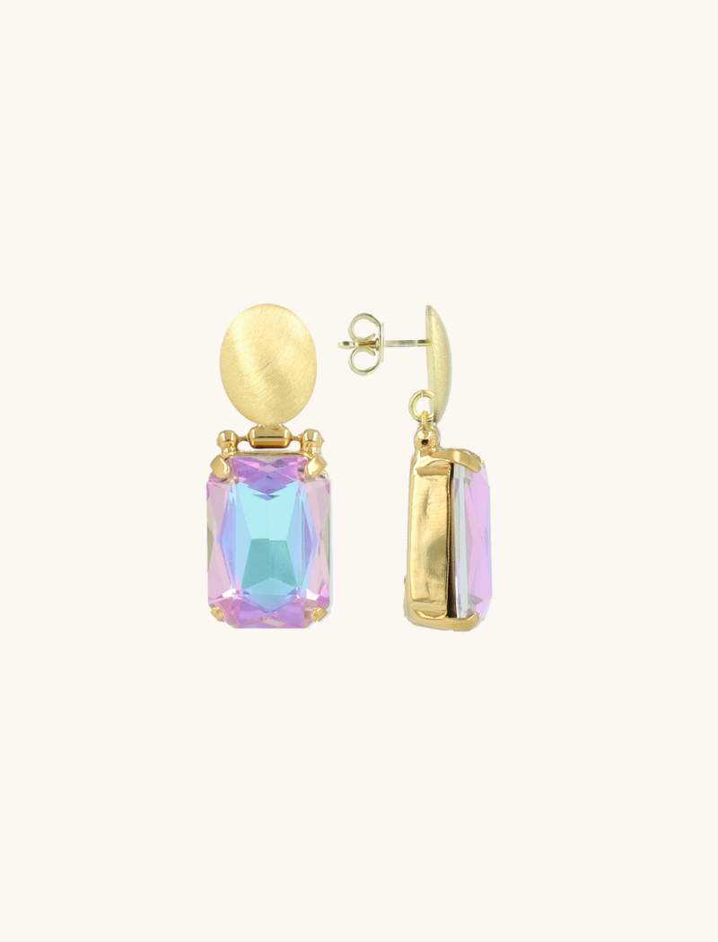 Violet/Aquamarine Earrings Daan Oval Pendant M  