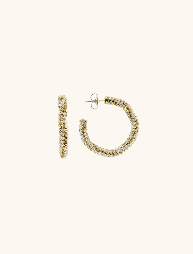 Gold/Crystal Earrings Stevie Twisted Tennis Hoop M