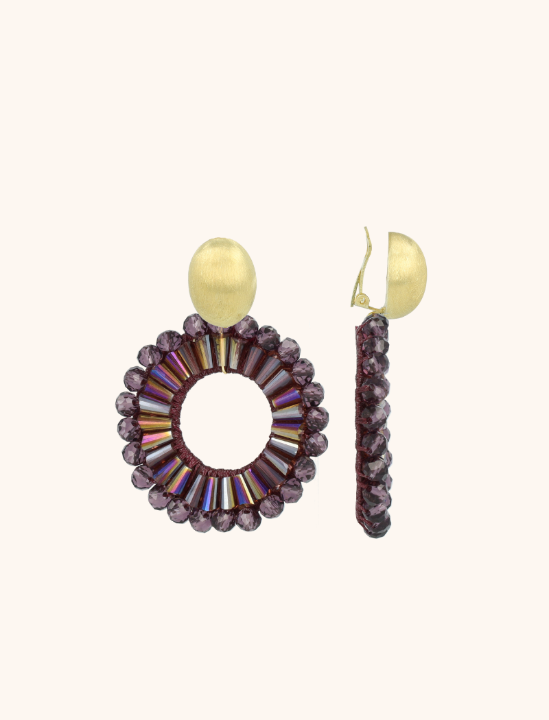 Metallic Aubergine Oorbellen Ann-Mary Circle Clip