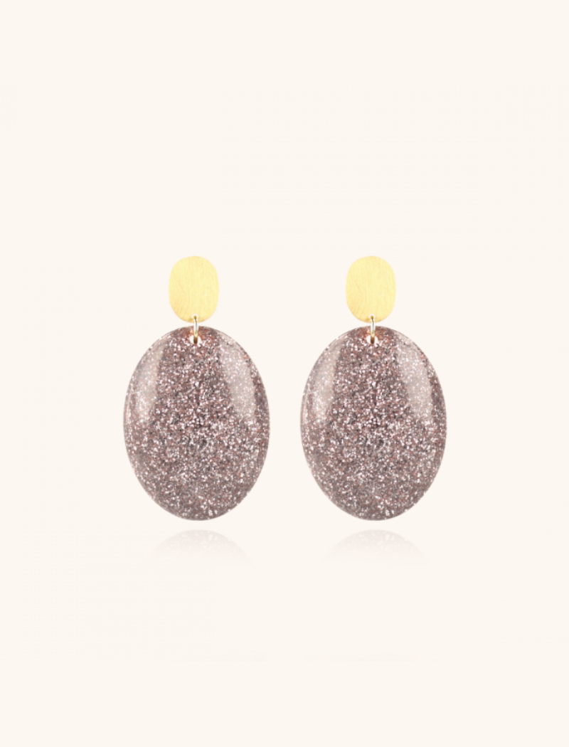 Lilac Earrings Sirius Oval Glitter 