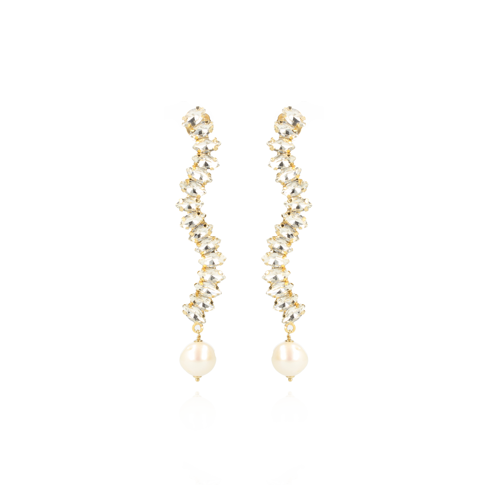 Waterfall Strass Oorbellen Saar Pearl Goud