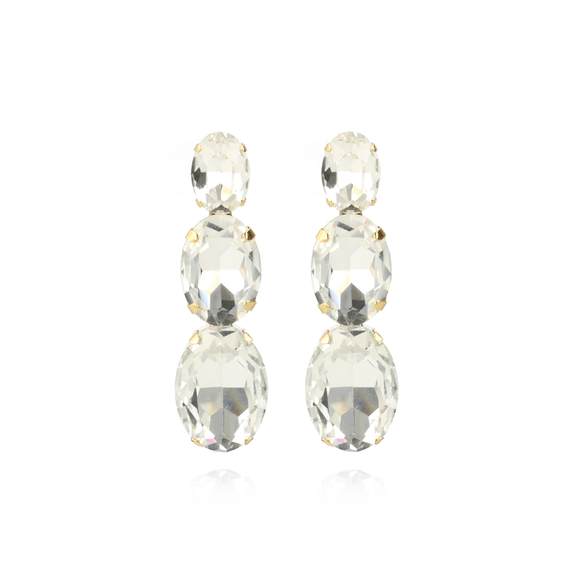 Crystal Strass Earrings Oval Triple L Lenne