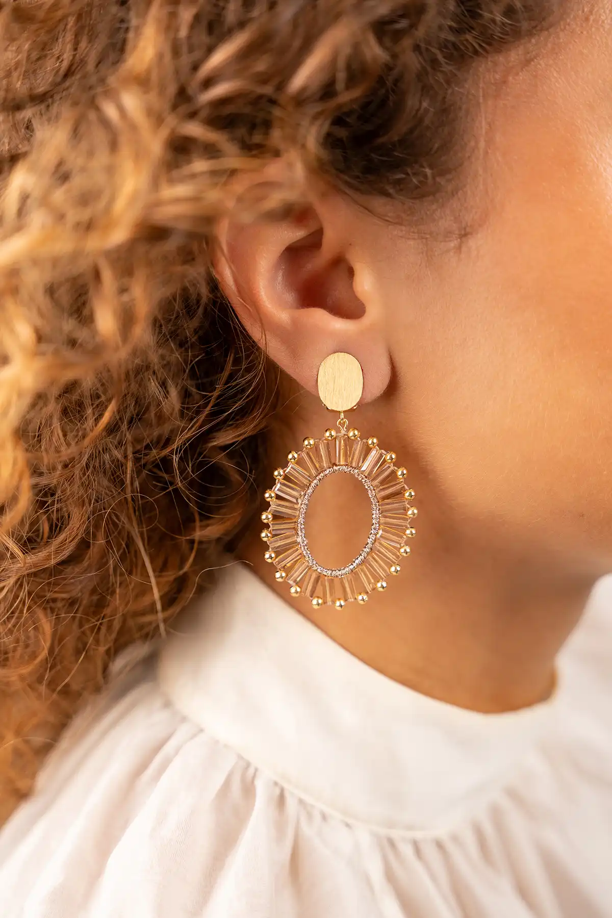 Brown earrings Naomi oval S clip