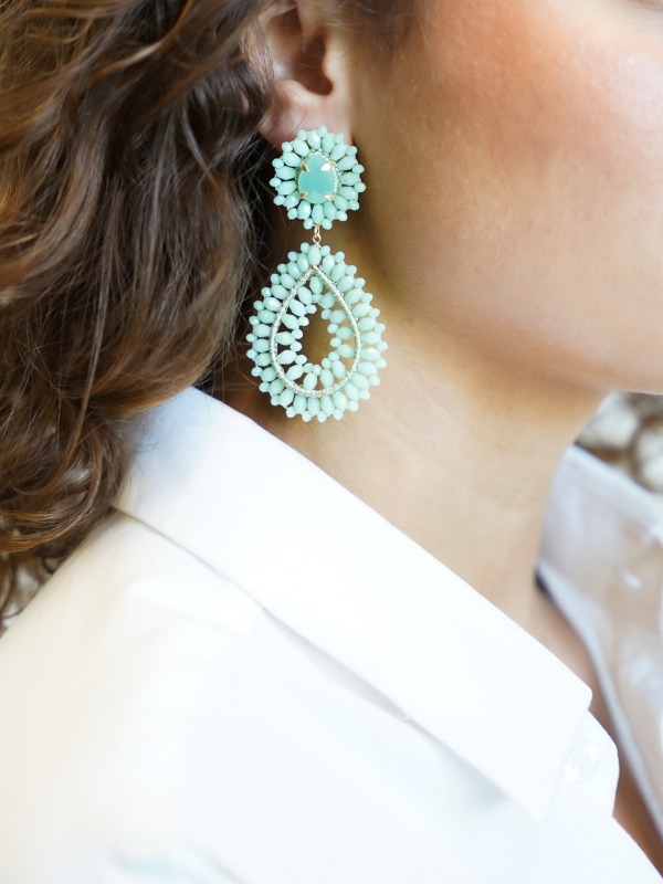 Light turquoise earrings Apollo Double Drop S
