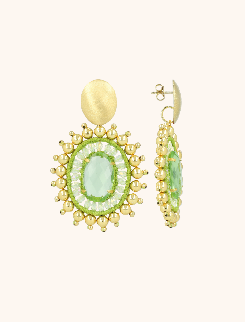 Cool Green Earrings Roxx Oval Crystal Double Quartz L