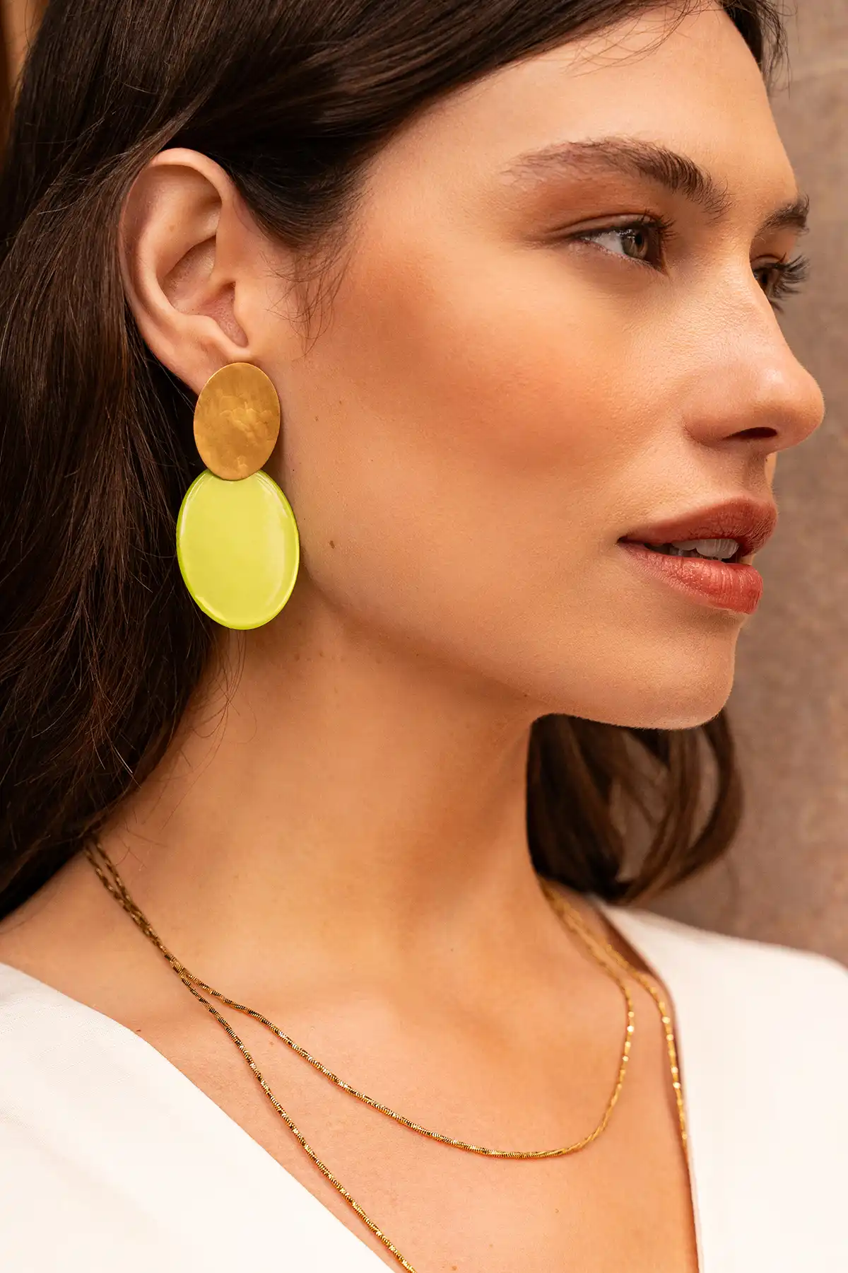 Lime earrings Celia oval S