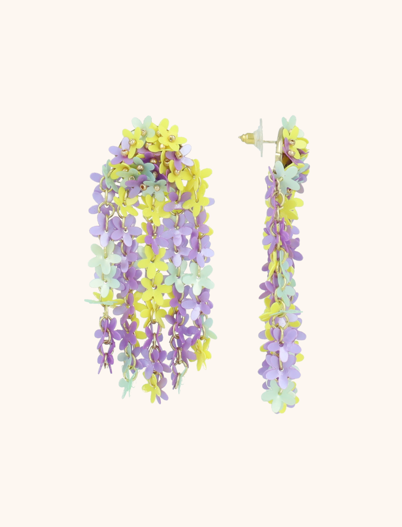 Yellow/Lavender/Mint Oorbellen Fleur Flower Rain