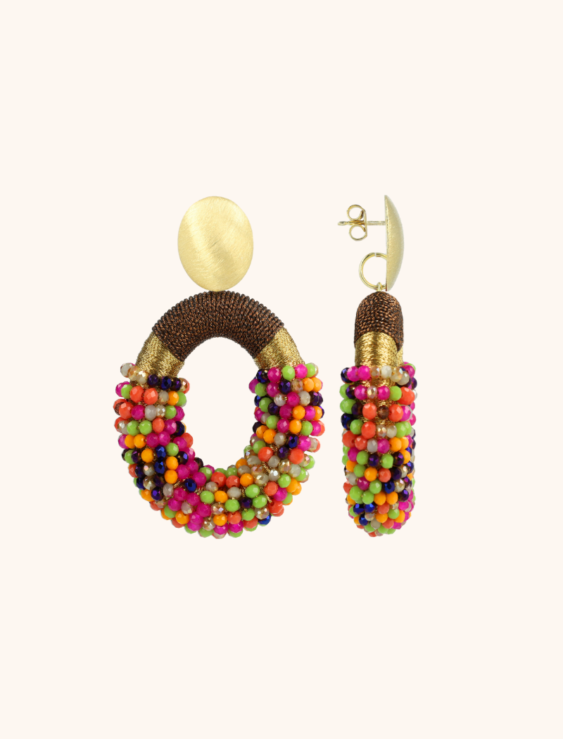 Brown Fuchsia Earrings Yara Oval L