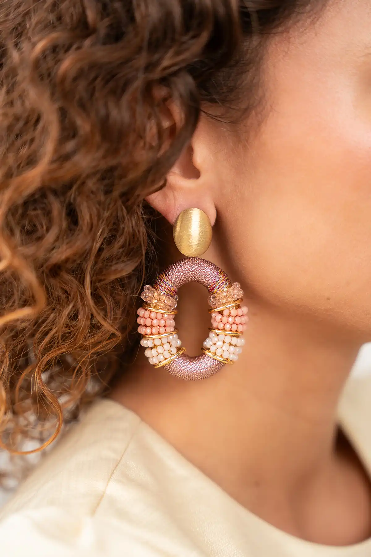 Coral Mix Earrings Elle Combi Oval Deluxe L  lott-theme.productDescriptionPage.SEO.byTheBrand