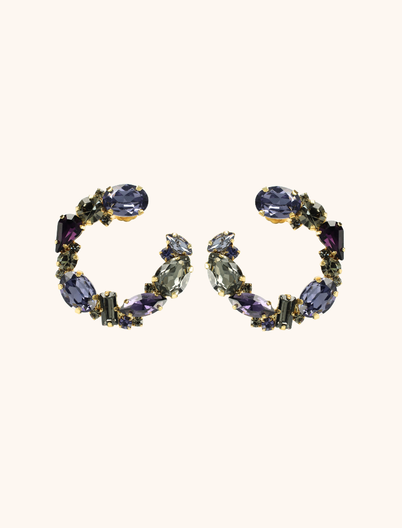 Dark Purple Earrings Dewi Irregular Hoop