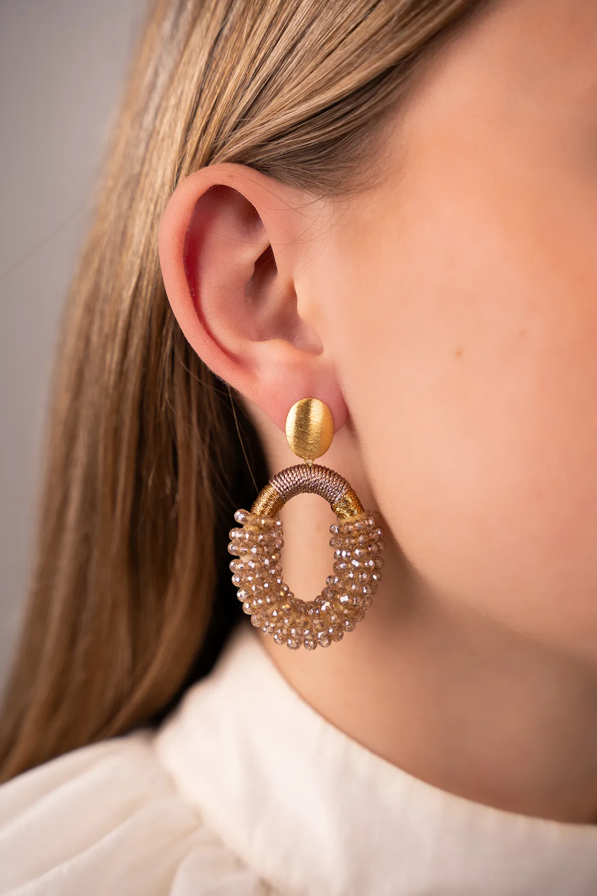 Champagne Earrings Yara Oval M