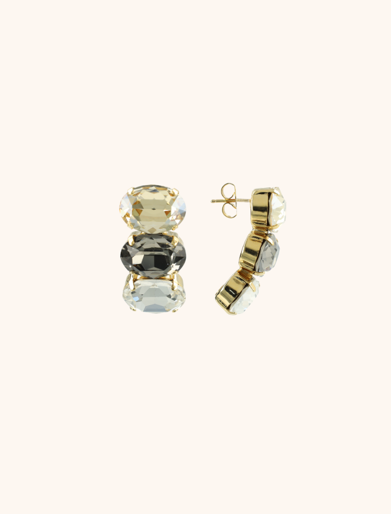 Diamond/Shadow Earrings Gracia Vertical Oval 3 Stones M