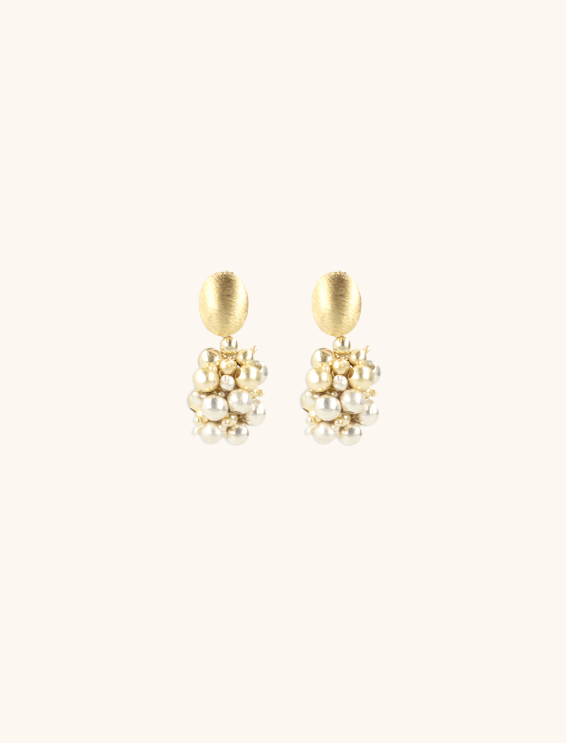 Gold-coloured Earrings Amy Irregular Double Stones Cone S