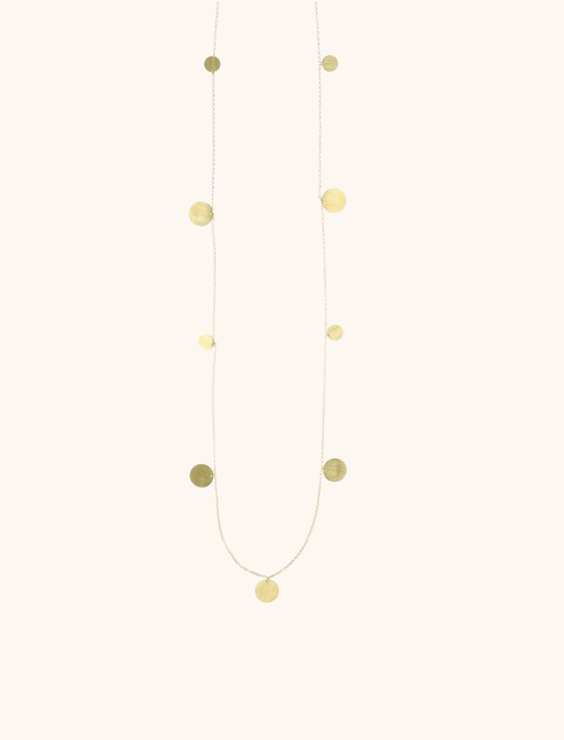 Gold Necklace Irregular Stones Brushed