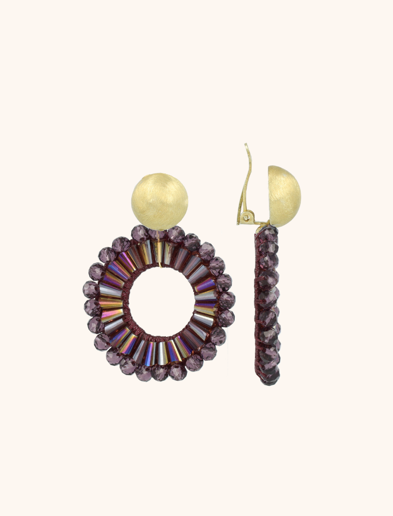 Metallic Aubergine Oorbellen Ann-Mary Oval Clip