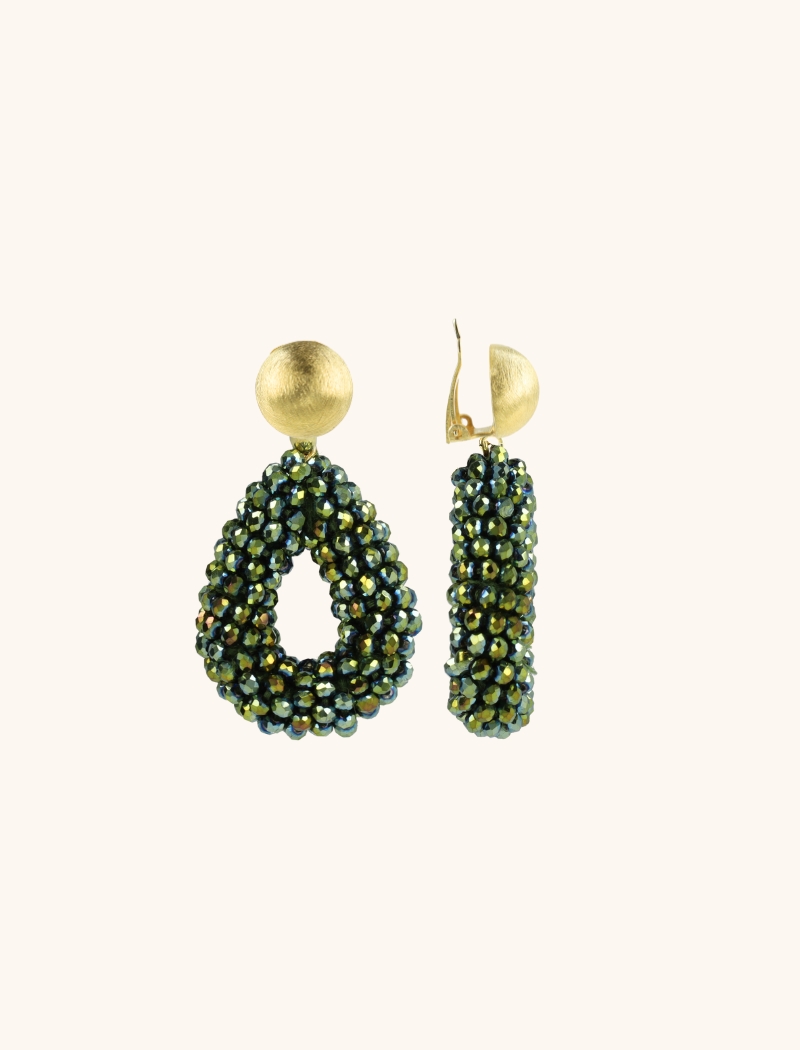 Metallic Groene Oorbellen Berry Drop S Clip