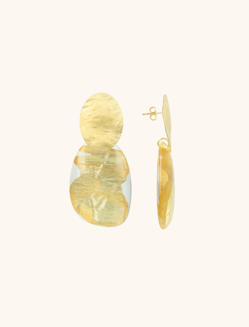 Gold Leaves Oorbellen Aurora Asymmetric Oval L