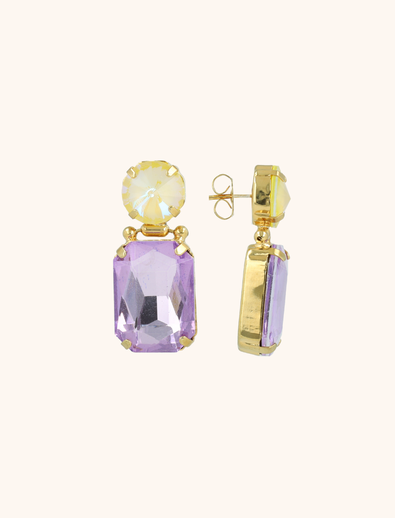 Yellow/Violet Earrings Suzi Round Earplug  