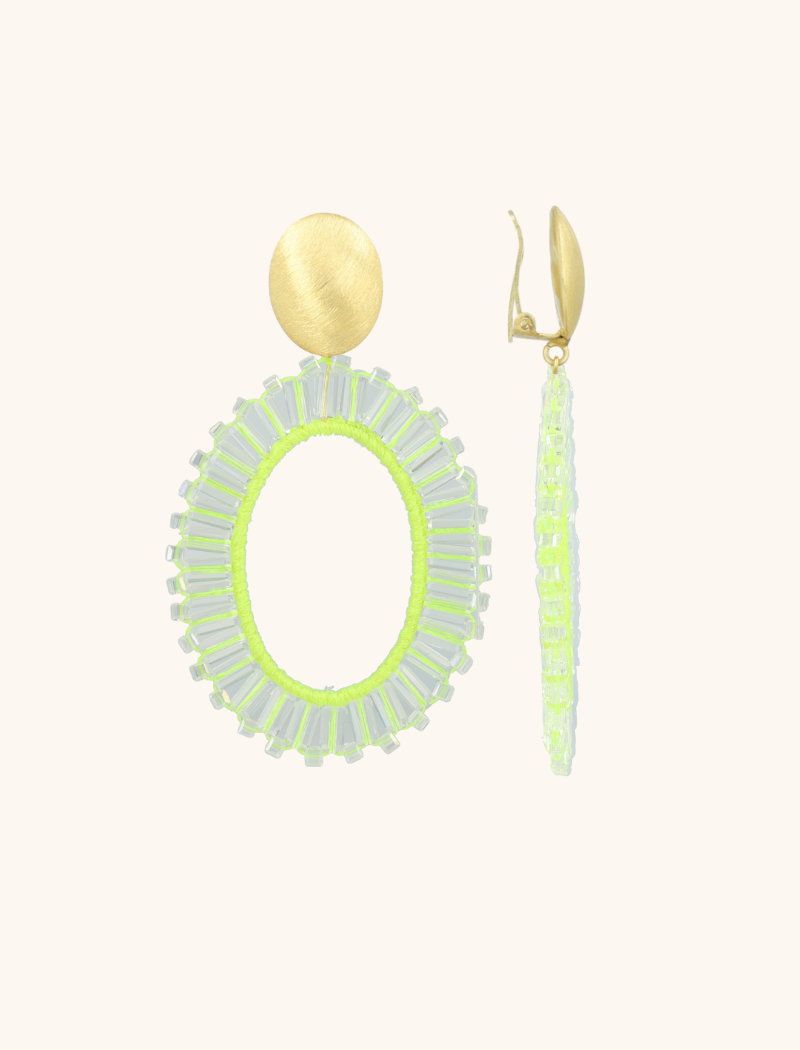 Lime earrings Naomi Oval L tonal clip