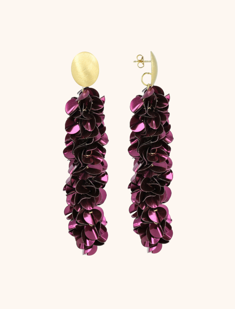 Dark Violet Sequin Oorbellen Snake L