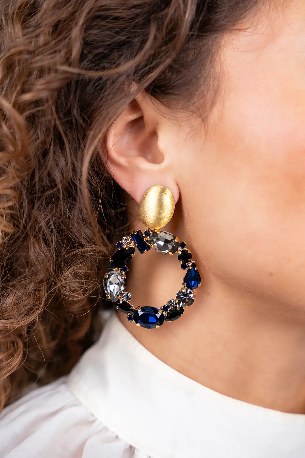 Dark Blue Earrings Sacha Irregular Element