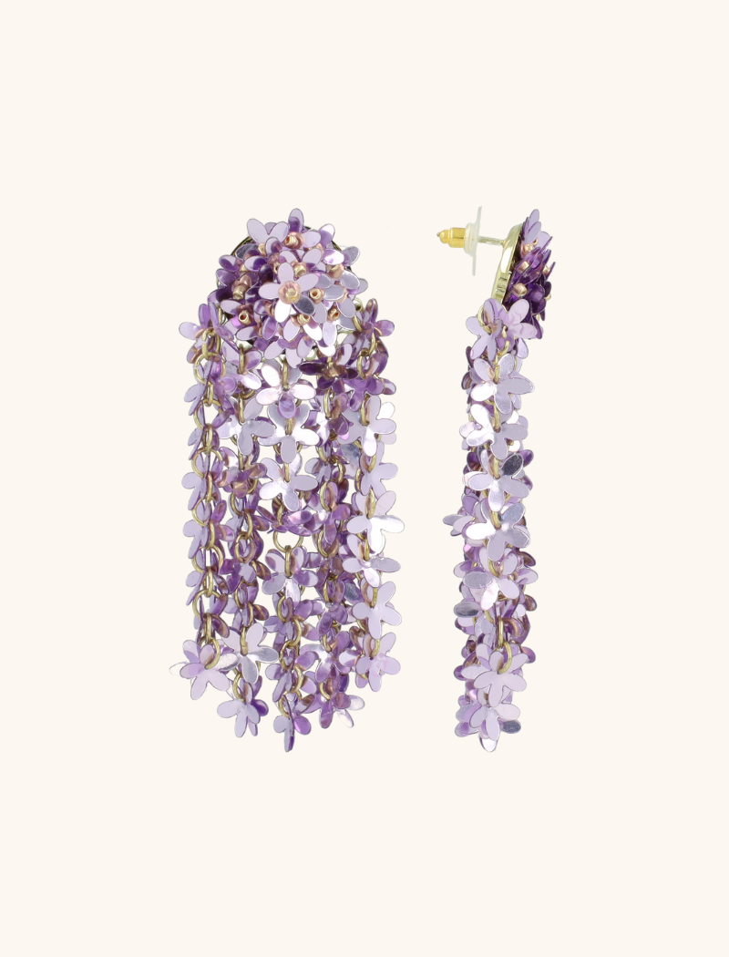 Metallic Lavender Oorbellen Fleur Flower Rain